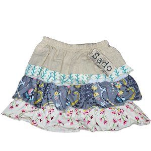 Sado NWT tiered spring summer purple cream floral skirt photo shoot easter sz 2t